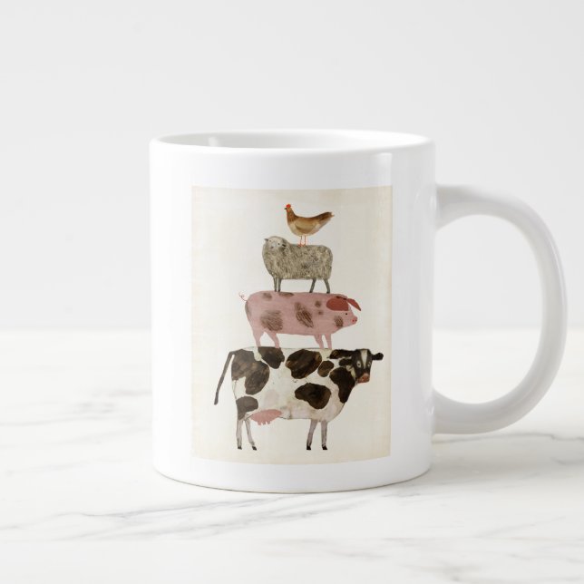 Barnyard Buds - Kuh, Schwein, Schafe und Hen Jumbo-Tasse (Rechts)