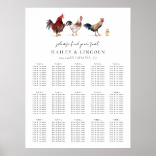 Barnyard Chicken Wedding Chart Poster