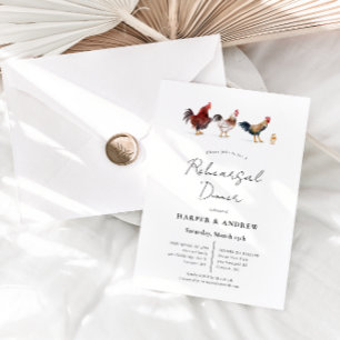 Barnyard Chicken Wedding Probe Dinner Einladung