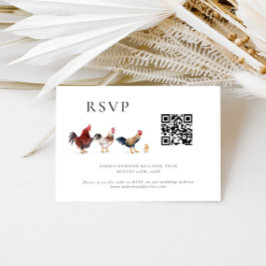 Barnyard Chicken Wedding QR Code RSVP Card