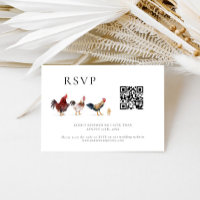 Barnyard Chicken Wedding QR Code RSVP Card