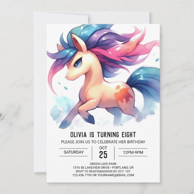 Barnyard Digital Horse Geburtstag Einladung (Vorderseite)