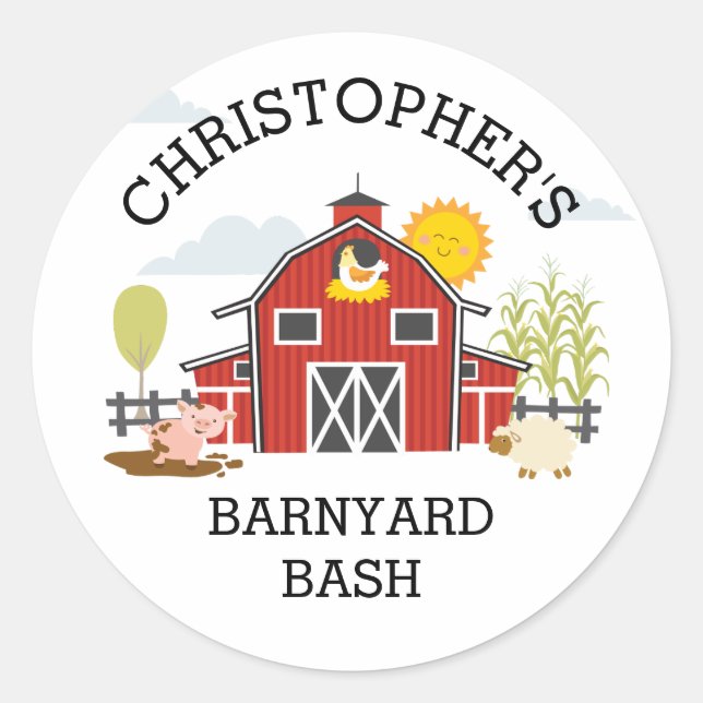 Barnyard Farm Animal Birthday Party Sticker (Vorderseite)