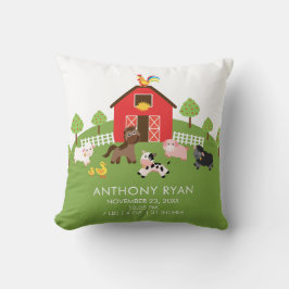 Barnyard Farm Animals Baby Birth Stats Pillow Kissen