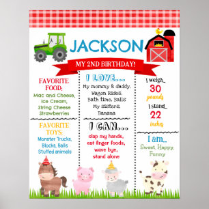 Barnyard Farm Animals Birthday Milestone Sign boy Poster