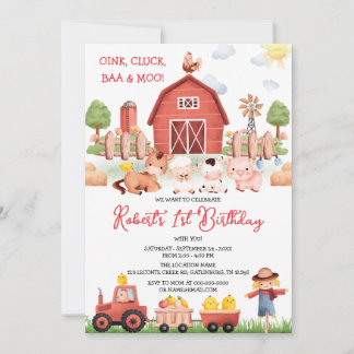 Barnyard Farm Animals Geburtstag Einladung