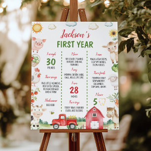 Barnyard Farm Animals Geburtstag Milestone Zeichen Poster