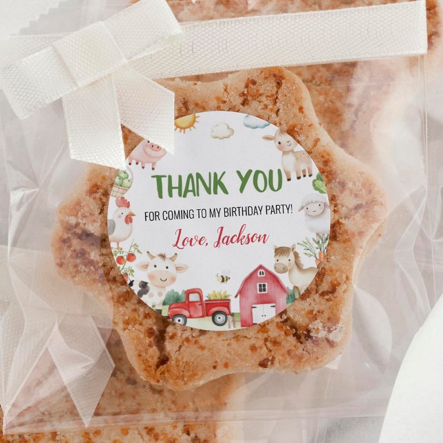 Barnyard Farm Animals Geburtstag Runder Aufkleber (Von Creator hochgeladen)