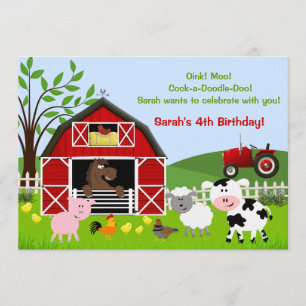 Barnyard Farm Animals Geburtstagsparty Einladungen