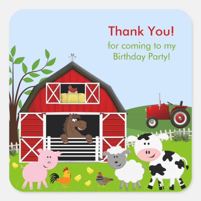 Barnyard Farm Animals Geburtstagsparty Sticker (Vorderseite)