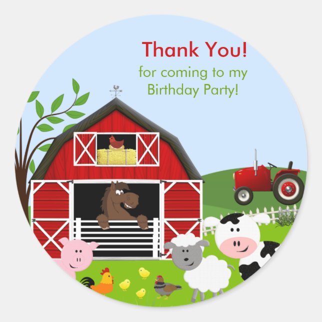 Barnyard Farm Animals Geburtstagsparty Sticker (Vorderseite)