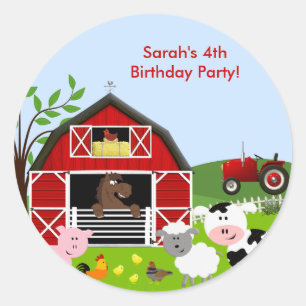 Barnyard Farm Animals Geburtstagsparty Sticker