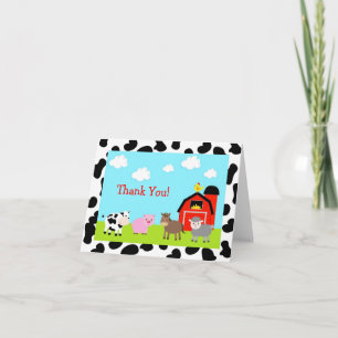 Barnyard Farm Animals geklappt Danke Notizen Karte