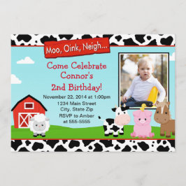 Barnyard Farm Birthday Einladung 12x18 Foto-Karte