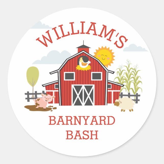 Barnyard Farm Birthday Party Sticker (Vorderseite)