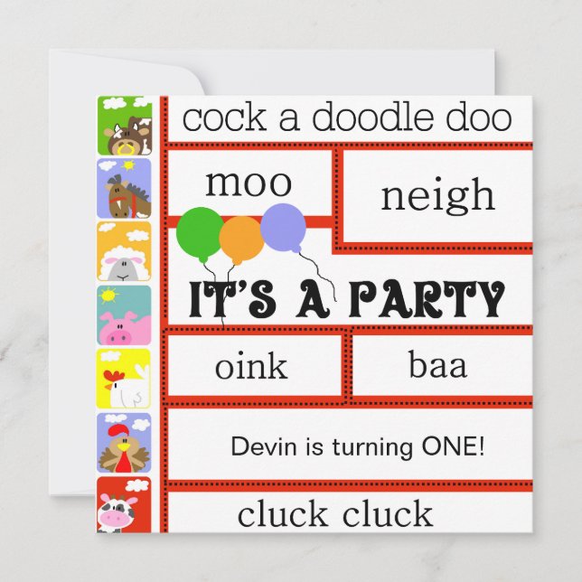 Barnyard-Farm- der Einladung (Vorderseite)