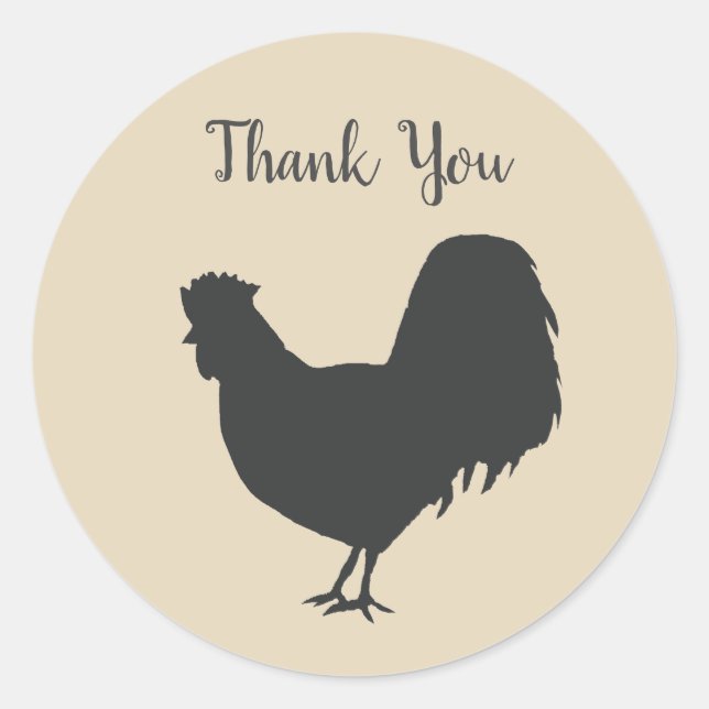 Barnyard Farm Party Rooster Danke Stickers (Vorderseite)