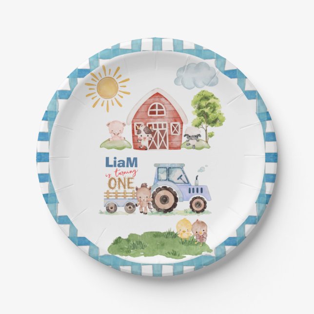 Barnyard Fun 1st Birthday Pappteller (Vorderseite)