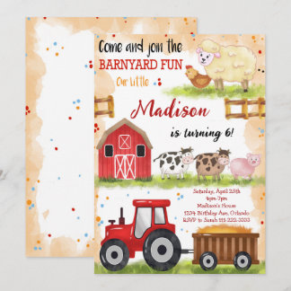 Barnyard Fun Farm Animals Geburtstag Einladung