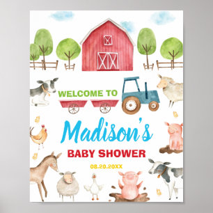 Barnyard Fun Party Farm Animal Baby Dusche Willkom Poster