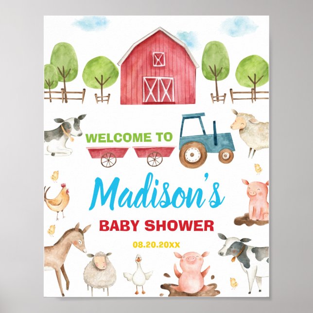 Barnyard Fun Party Farm Animal Baby Dusche Willkom Poster (Vorne)