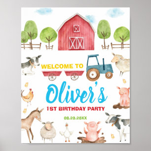 Barnyard Fun Party Landtiere Geburtstag Willkommen Poster
