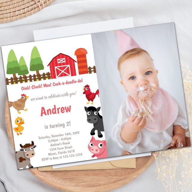 Barnyard Geburtstagseinladungen mit Foto Einladung (Barnyard birthday invitations with photo)