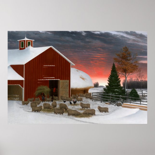 Barnyard im Winter Poster (Vorne)