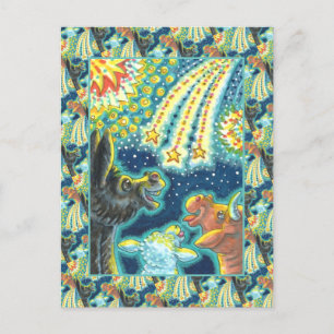 BARNYARD LANDTIERE AUF AMERIKANISCHE UNABHÄNGIGKEI FEIERTAGSPOSTKARTE