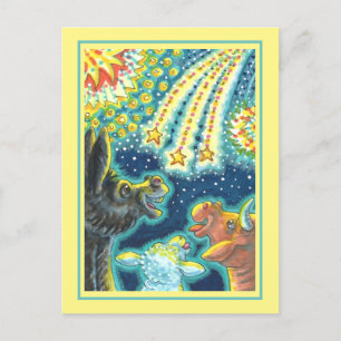 BARNYARD LANDTIERE AUF AMERIKANISCHE UNABHÄNGIGKEI FEIERTAGSPOSTKARTE