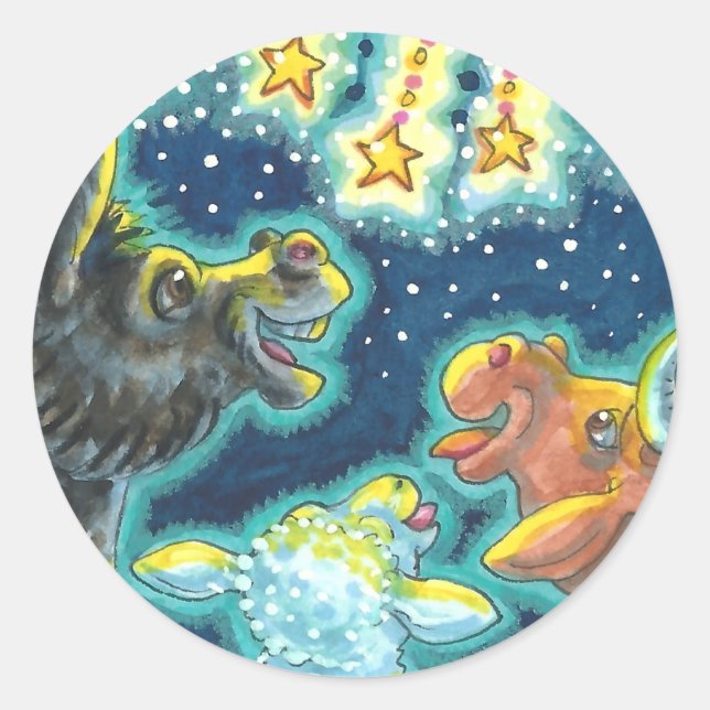 BARNYARD LANDTIERE AUF AMERIKANISCHE UNABHÄNGIGKEI RUNDER AUFKLEBER (Vorderseite)