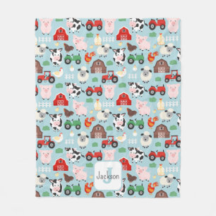 Barnyard Pattern Farm Tier Niedliche Kinder Fleecedecke