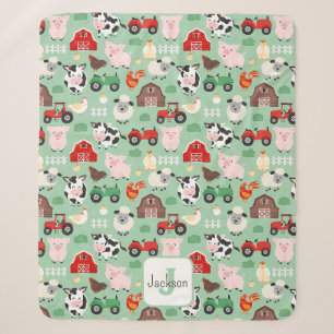 Barnyard Pattern Farm Tier Niedliche Kinder Sherpadecke