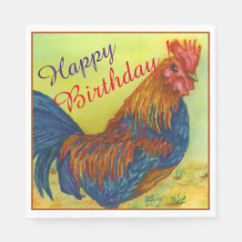 Barnyard Rooster Happy Birthday Party Celebration Serviette