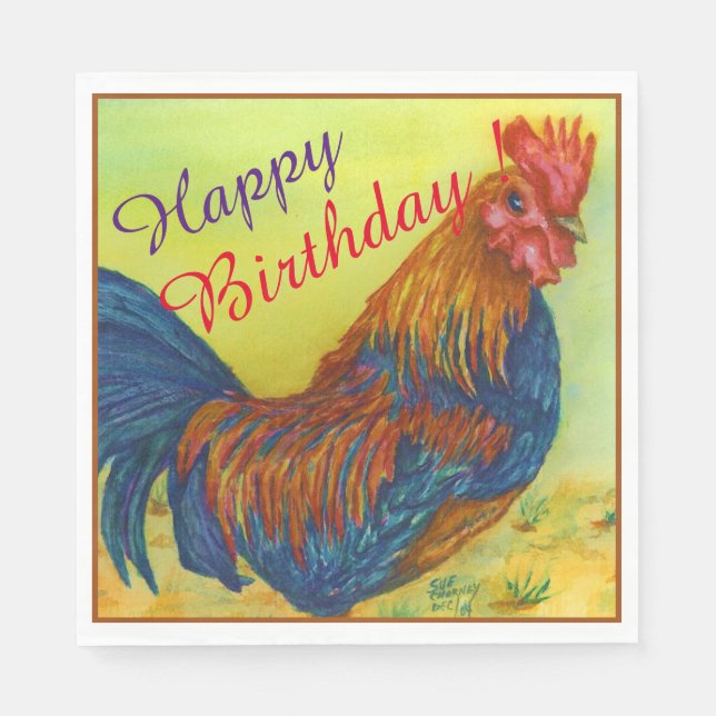 Barnyard Rooster Happy Birthday Party Celebration Serviette (Vorderseite)