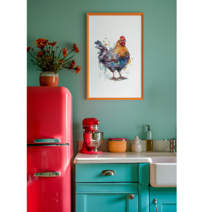 Barnyard Splendor: Aquarellenhenne Poster