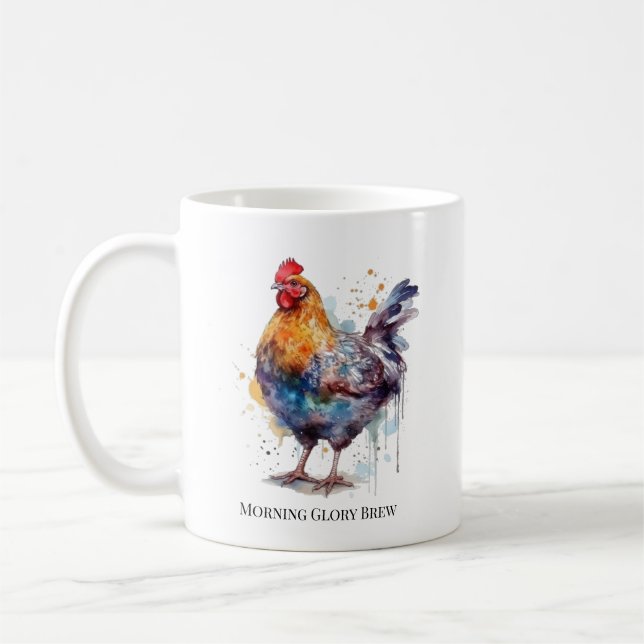 Barnyard Splendor: Wasserfarbenhen, benutzerdefini Kaffeetasse (Links)
