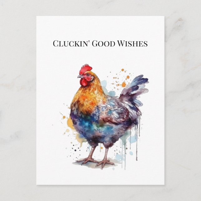 Barnyard Splendor: Wasserfarbenhen, benutzerdefini Postkarte (Vorderseite)