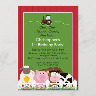 Barnyard-Tierspaß-Geburtstags-Party Einladung