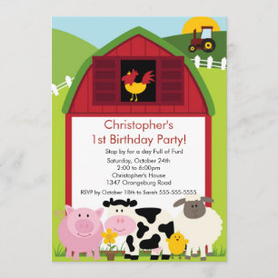 Barnyard-Tierspaß-Geburtstags-Party Einladung