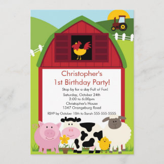 Barnyard-Tierspaß-Geburtstags-Party Einladung