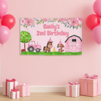 Barnyard Tractor Animals Pink 2. Geburtstag