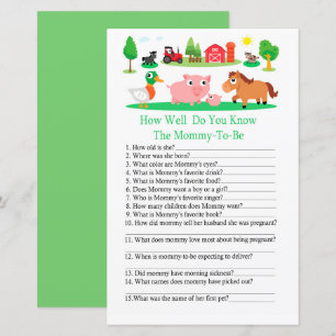 Barnyard Wie gut wissen Sie, Baby Dusche Spiel