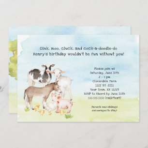 Barnyardgeburtstags-Party Einladung, Babytiere Einladung