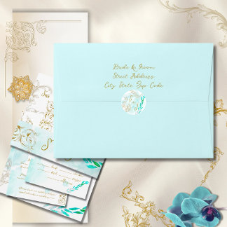 Barock Aquamarin Elegante Hochzeit Runder Aufkleber