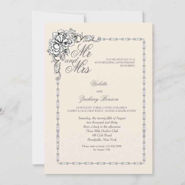 Barock Beauty-Jubiläum Einladung (Vorderseite)