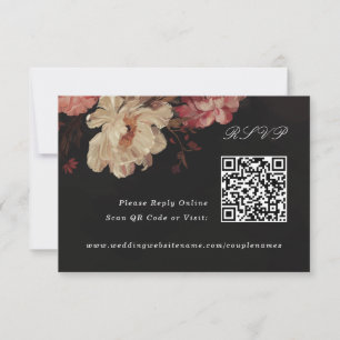 Barock bemalte Blumen Online QR Code RSVP Karte