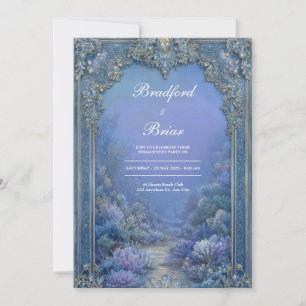 Barock Blaue Lavendel Vereiste Fantasie Hochzeit Einladung