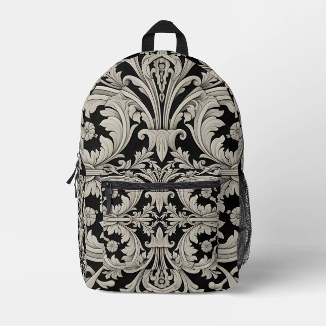 Barock Bloom Bedruckter Rucksack (Vorderseite)