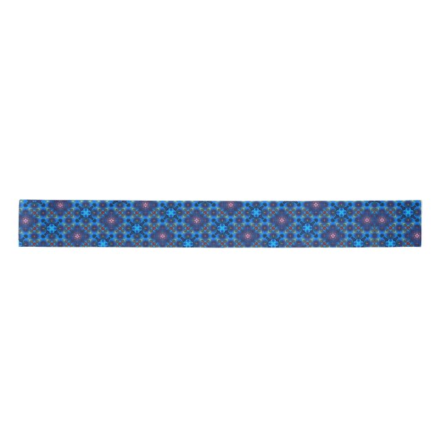 Barock Blühte Blue Design Satinband (Vorderseite)